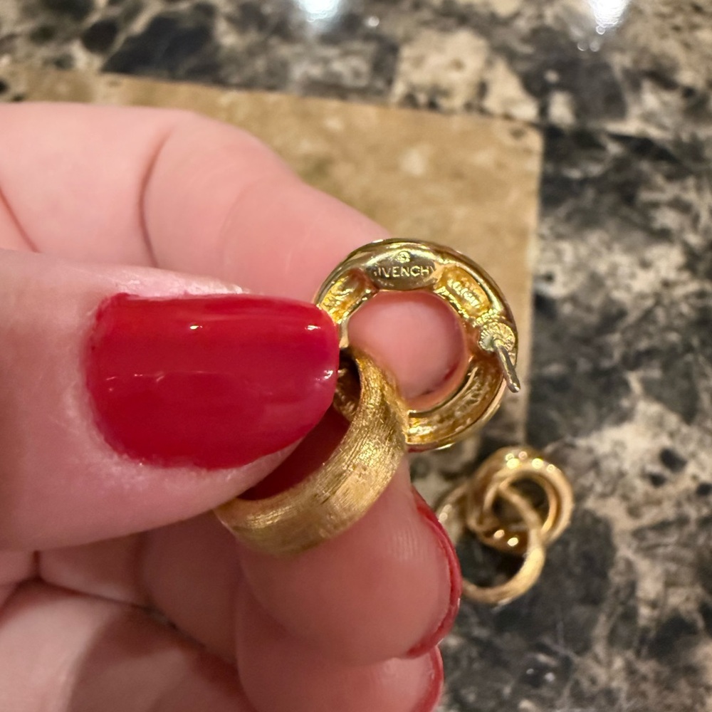 Givenchy Gold Interlocking Double Circle Drop Ear… - image 8